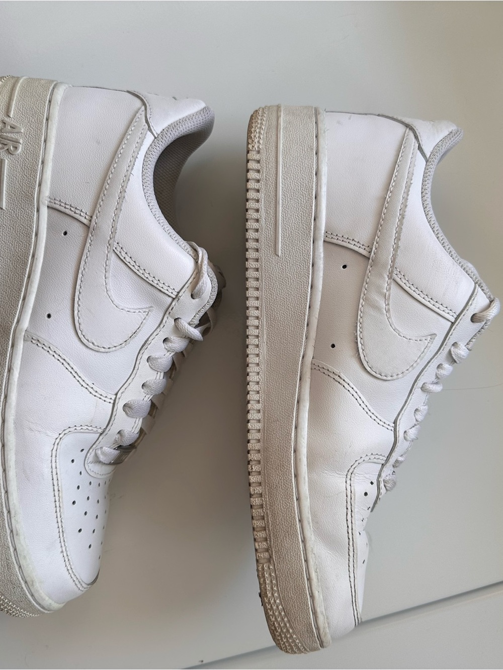 Nike Air Force 1s-White Leather Low-Top Sneakers